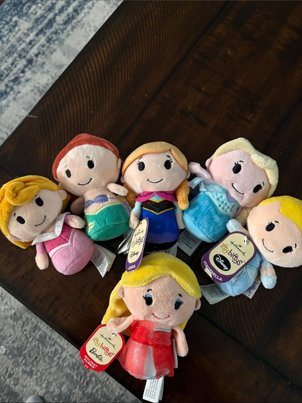 Disney Itsy Bitsy Princess Plush Set; and one Barbie